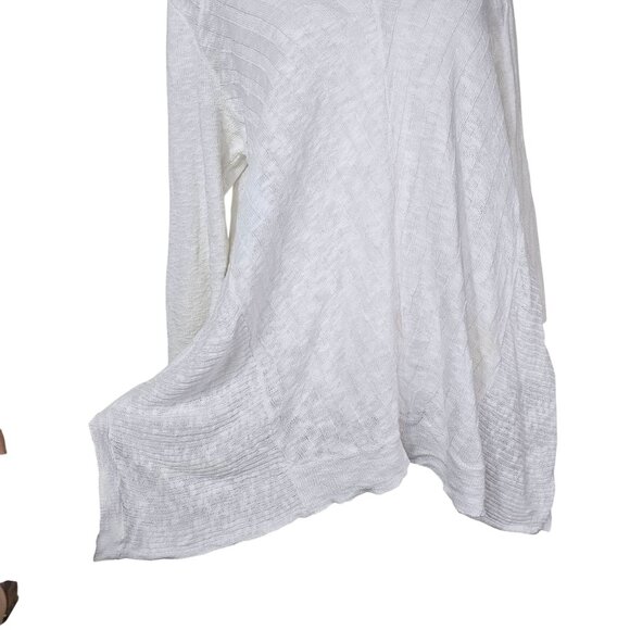 J. Jill White Linen Blend V-Neck Textured Tunic Top Sz L 3/4 Sleeve Lagenlook - Picture 9 of 10